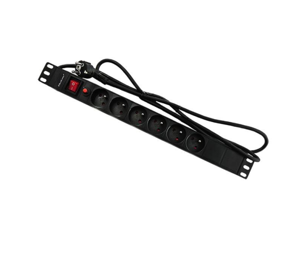 Qoltec RACK 19" 1U PDU CB - 6 gniazd, 2m, FR - 432108 - zdjęcie